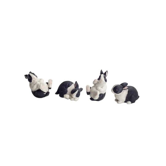 Black & White Playful Rabbit Figurine, 16ct.